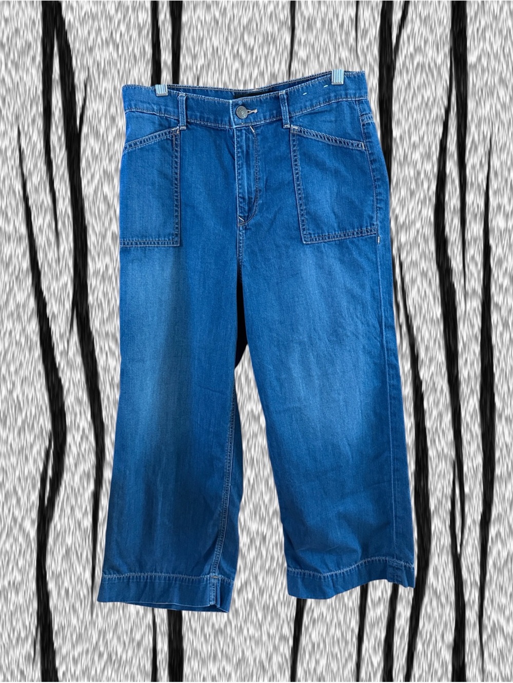 Express Wide-Leg Crop Jeans in Deep Blue